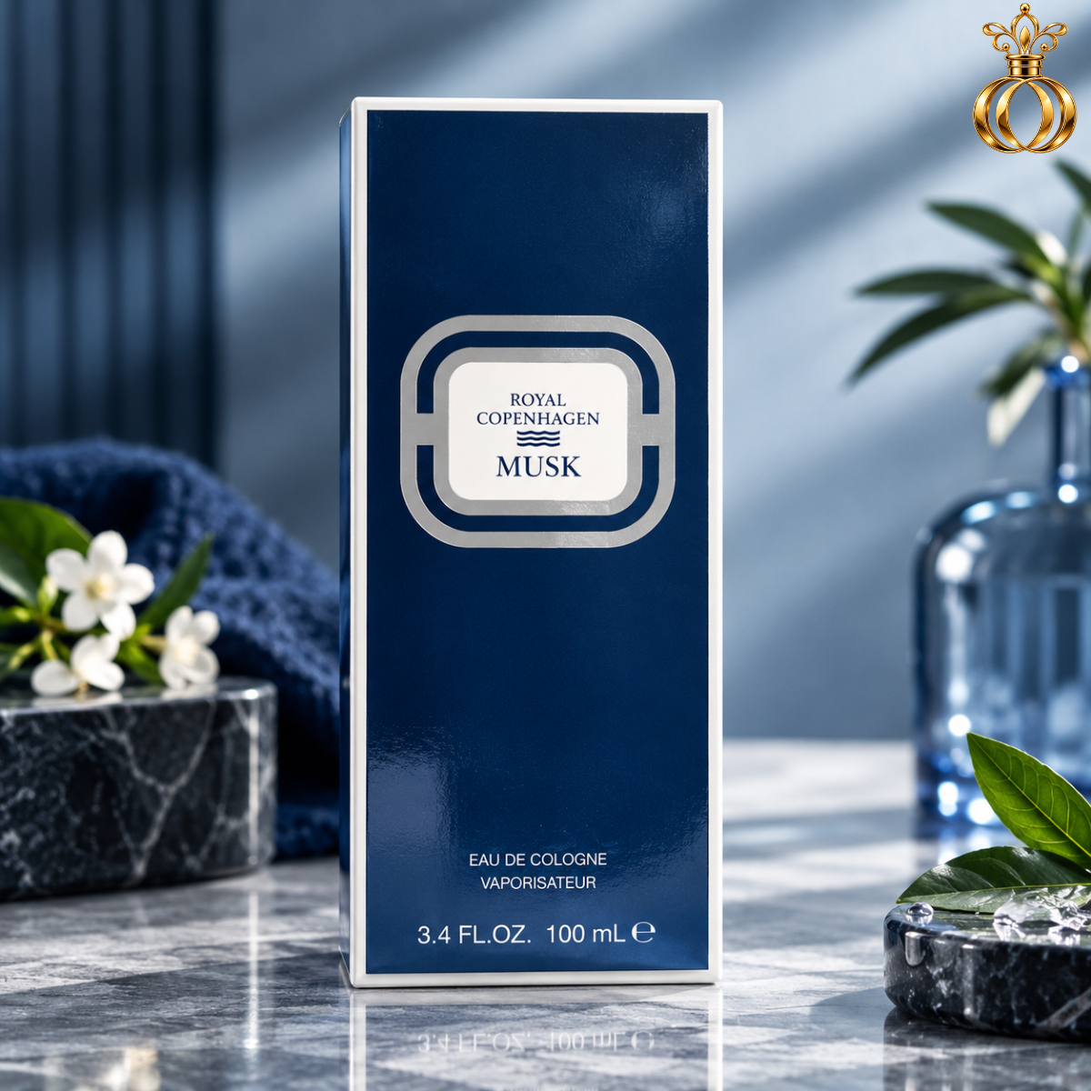 Royal Copenhagen Musk Cologne for Men 3.4 Oz / 100 ml | Classic Aromatic Musk Fragrance with Lavender, Sage, Jasmine & Amber | Men's Cologne