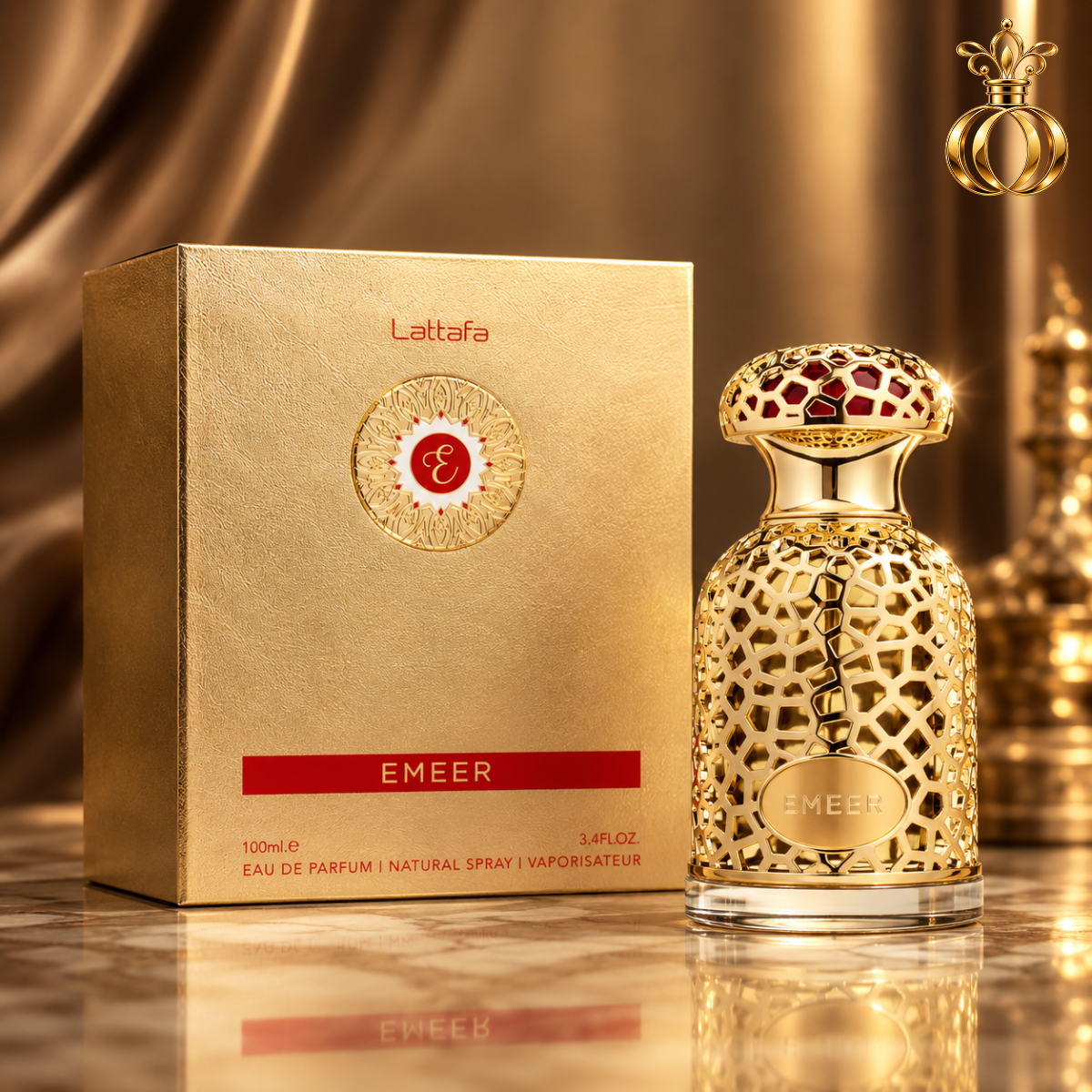 Lattafa Emeer Eau de Parfum for Unisex 3.4 oz / 100ml – Fresh Woody Aromatic Fragrance with Bergamot, Lemon, Juniper, White Tea, Sandalwood & Cedarwood