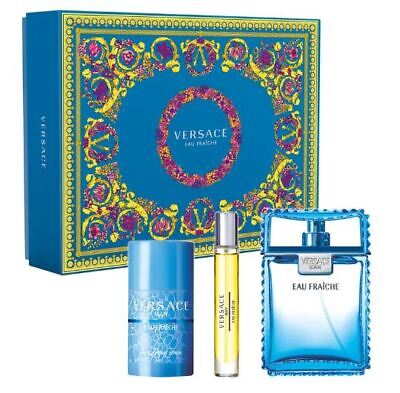 Versace Eau Fraiche  3.4oz EDT Spray, 2.5oz Deodorant Stick, 0.33 EDT Spray