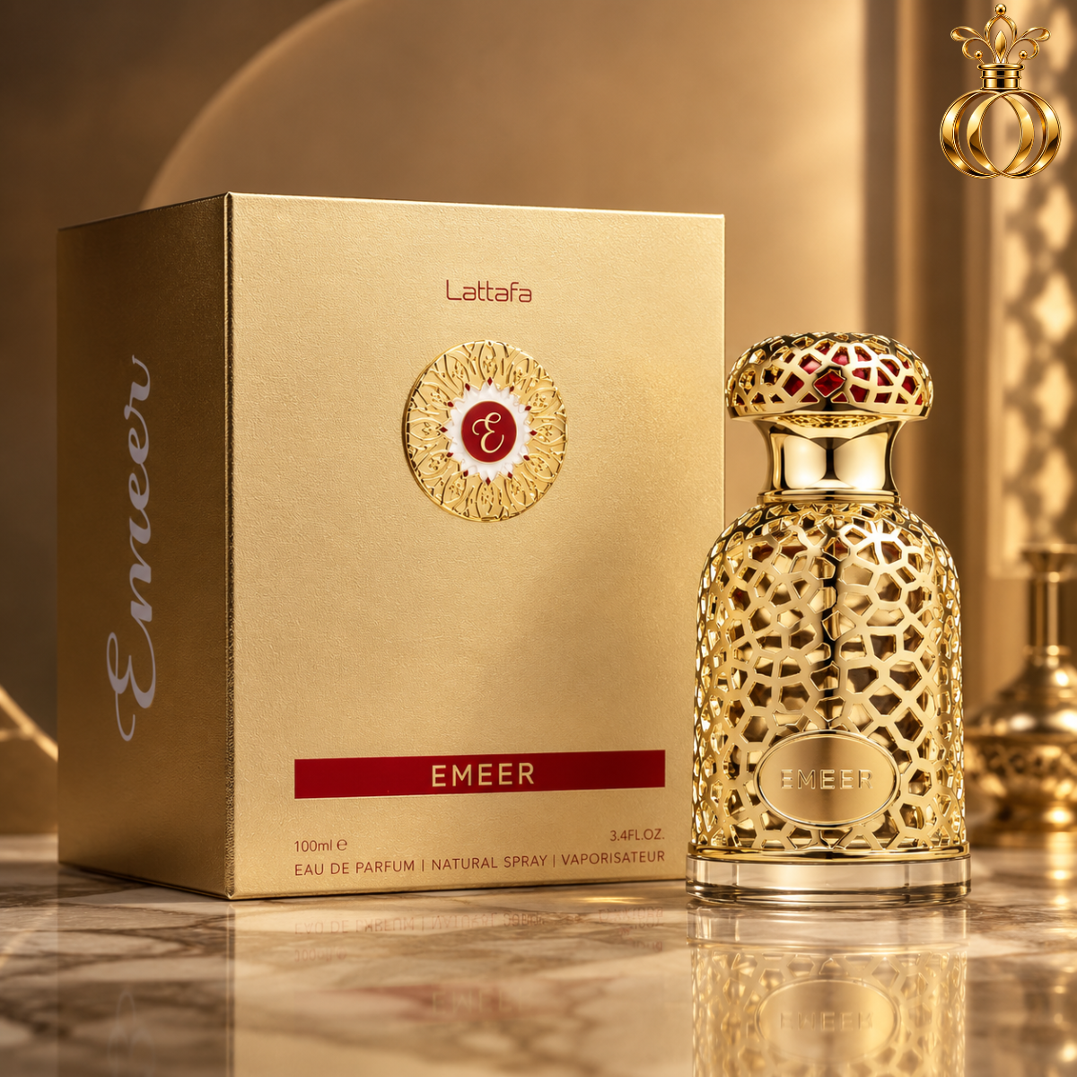 Lattafa Emeer Eau de Parfum for Unisex 3.4 oz / 100ml – Fresh Woody Aromatic Fragrance with Bergamot, Lemon, Juniper, White Tea, Sandalwood & Cedarwood