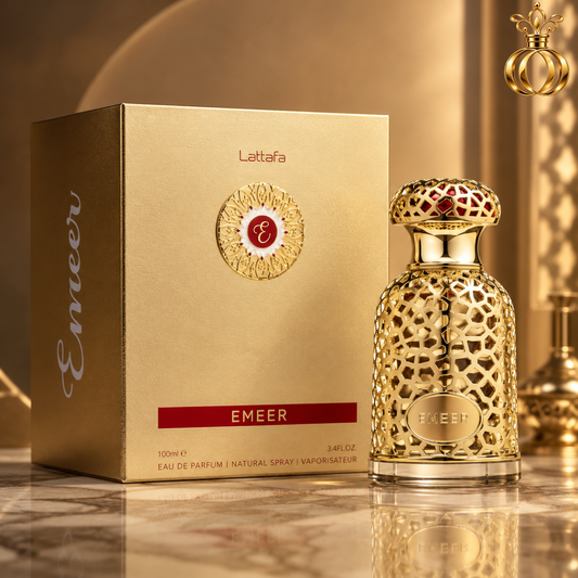 Lattafa Emeer Eau de Parfum for Unisex 3.4 oz / 100ml – Fresh Woody Aromatic Fragrance with Bergamot, Lemon, Juniper, White Tea, Sandalwood & Cedarwood