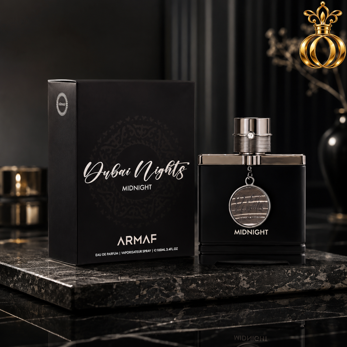 Armaf Dubai Nights Midnight Eau de Parfum for Men 3.4 oz / 100ml – Fresh Aromatic Fragrance with Bergamot, Citrus, Orange Blossom, Amber & Patchouli