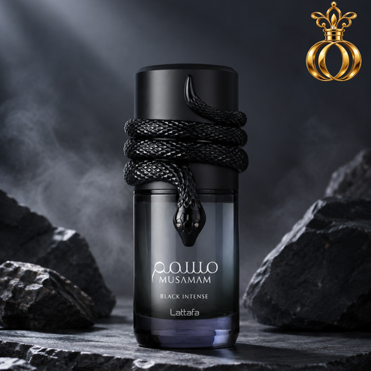 Lattafa Musamam Black Intense Eau de Parfum for Unisex 3.4 oz / 100ml – Spicy Woody, Lavender, Cocoa, Tonka & Aromatic Fragrance