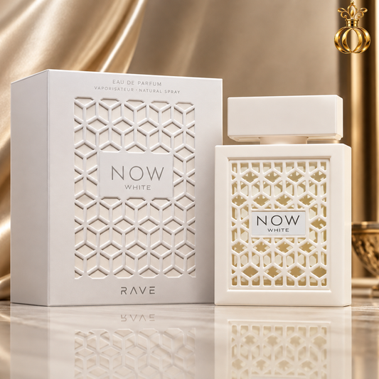 Lattafa Rave Now White Eau de Parfum for Unisex 3.4 oz / 100ml – Fresh Citrus Fragrance with Grapefruit, Bergamot, Green Apple, Musk & Amber