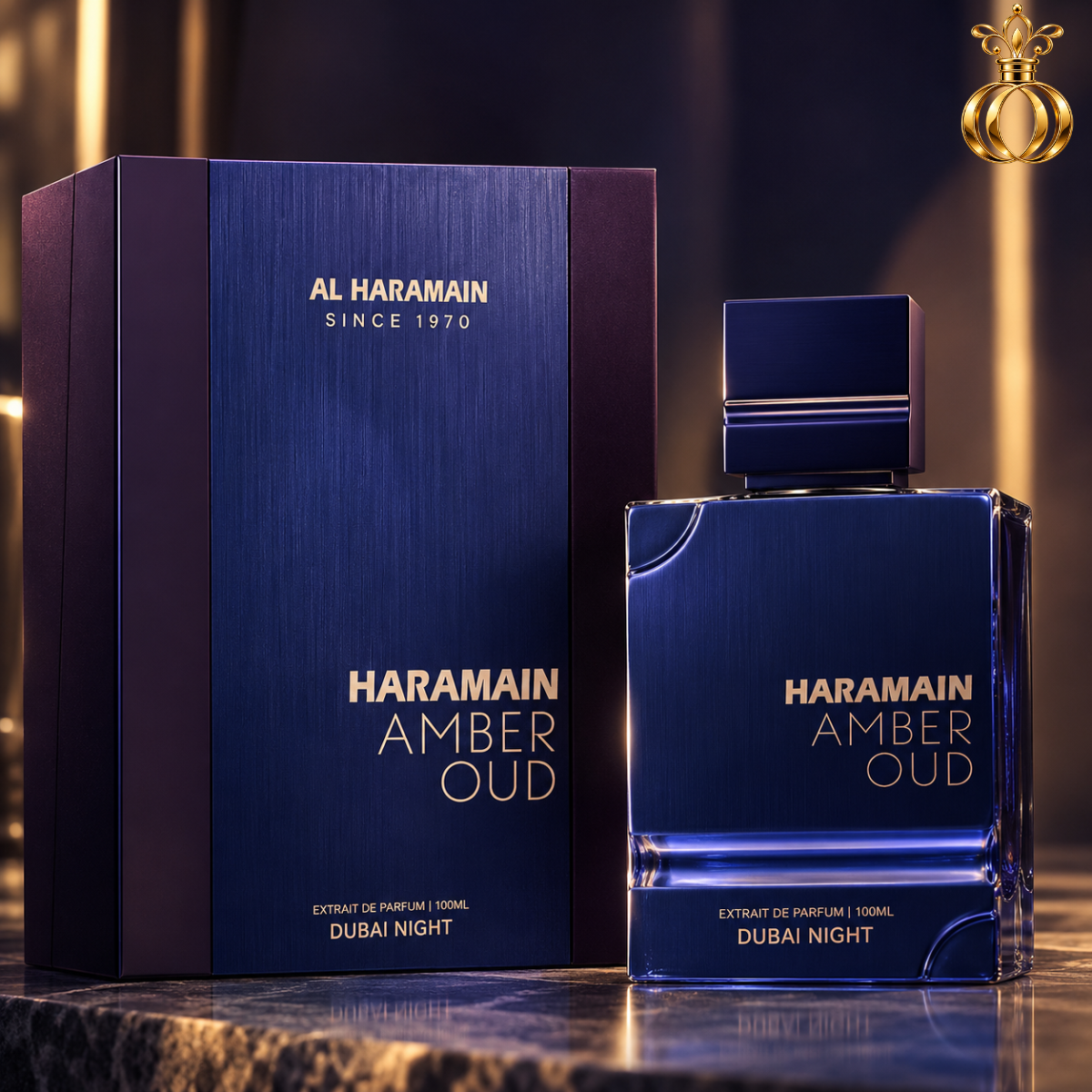 Al Haramain Amber Oud Dubai Night Extrait de Parfum for Men 3.33 oz / 100ml – Spicy Oud Fragrance with Saffron, Bergamot, Amber, Tonka & Musk