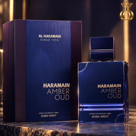 Al Haramain Amber Oud Dubai Night Extrait de Parfum for Men 3.33 oz / 100ml – Spicy Oud Fragrance with Saffron, Bergamot, Amber, Tonka & Musk