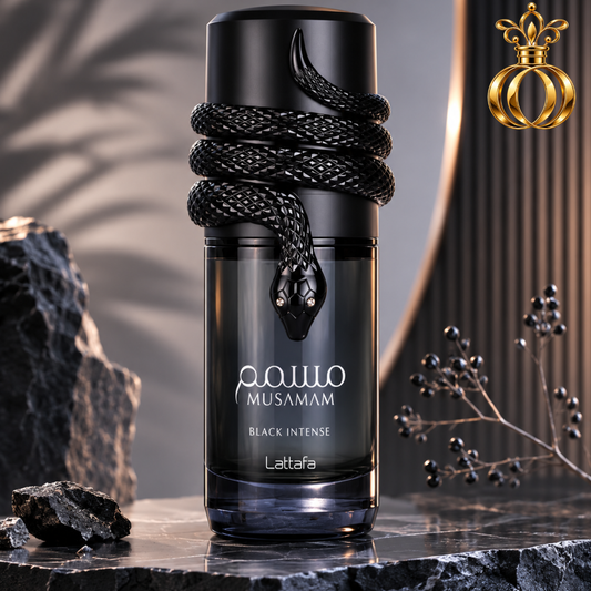 Lattafa Musamam Black Intense Eau de Parfum for Unisex 3.4 oz / 100ml – Spicy Woody, Lavender, Cocoa, Tonka & Aromatic Fragrance