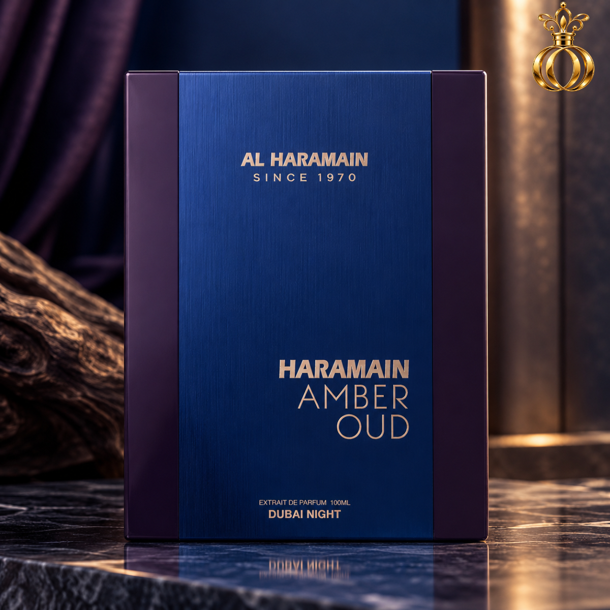 Al Haramain Amber Oud Dubai Night Extrait de Parfum for Men 3.33 oz / 100ml – Spicy Oud Fragrance with Saffron, Bergamot, Amber, Tonka & Musk