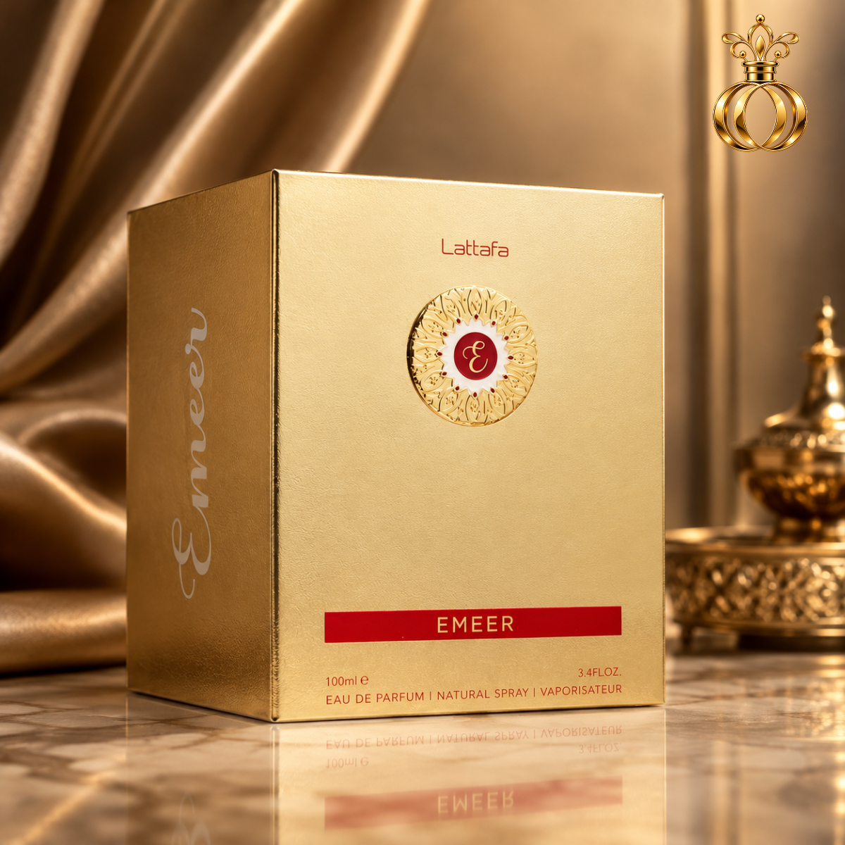 Lattafa Emeer Eau de Parfum for Unisex 3.4 oz / 100ml – Fresh Woody Aromatic Fragrance with Bergamot, Lemon, Juniper, White Tea, Sandalwood & Cedarwood