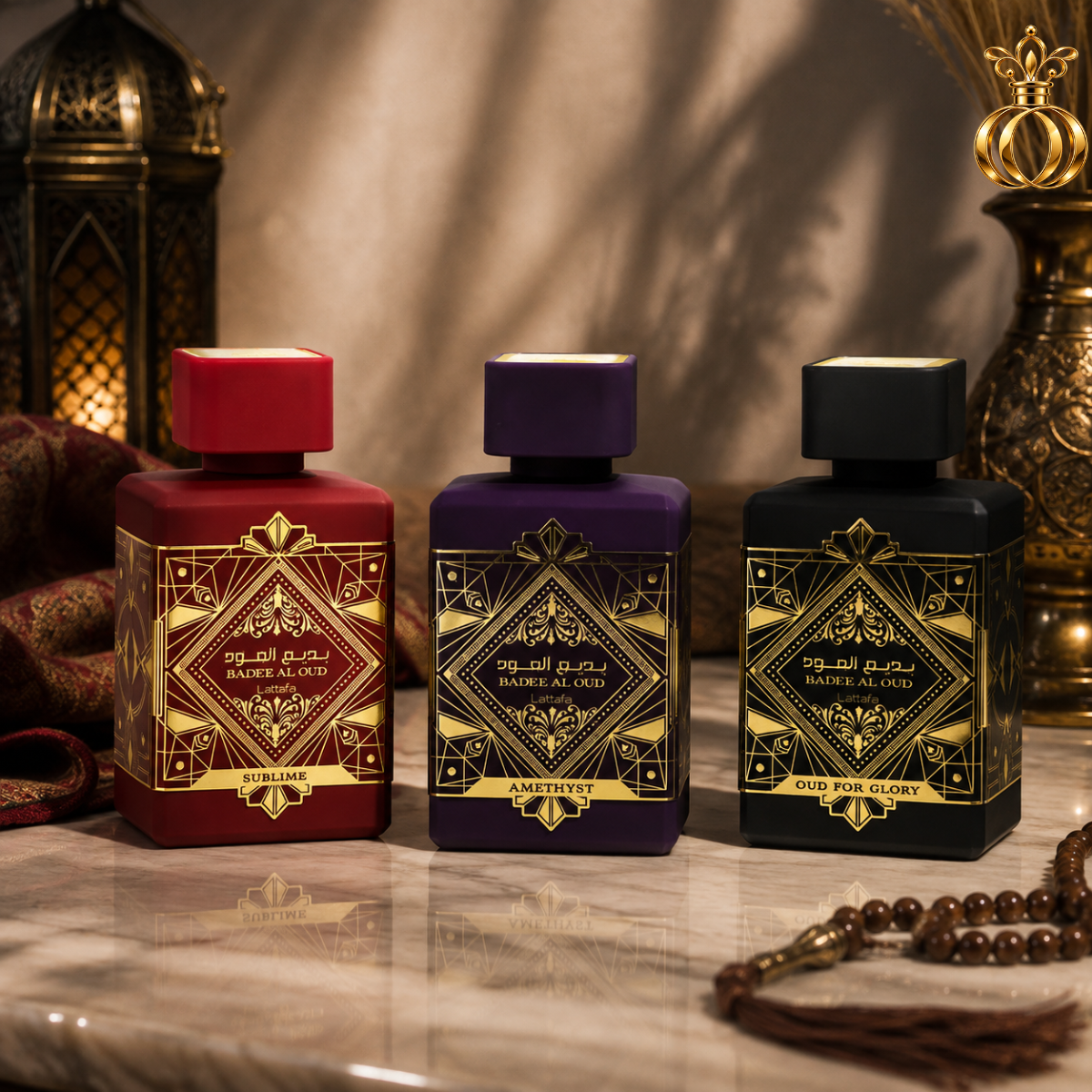 Lattafa Bade'e Al Oud 3-Piece EDP Gift Set for Unisex – Oud for Glory, Amethyst & Sublime, 3 × 100ml / 3.4 oz Eau de Parfum Sprays