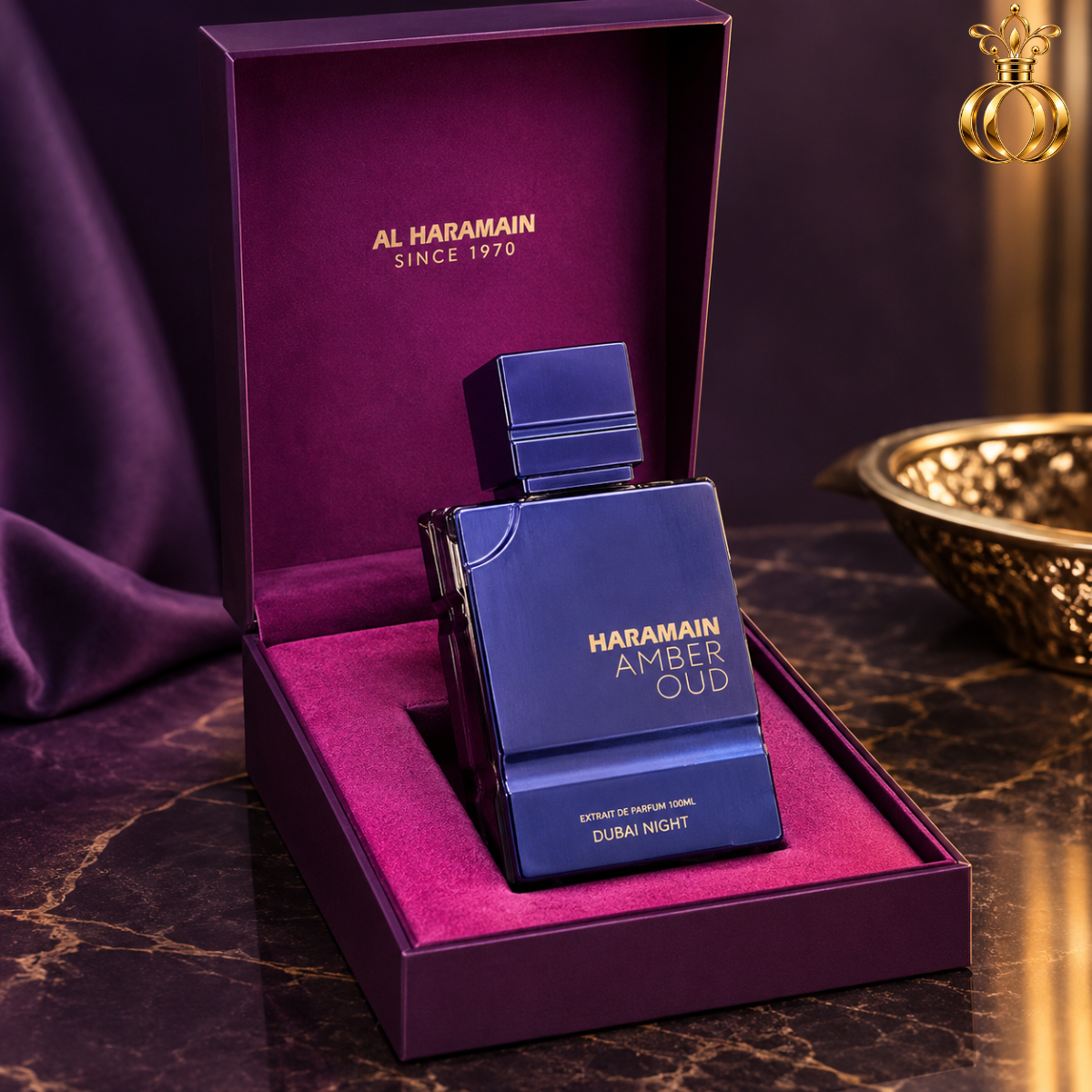 Al Haramain Amber Oud Dubai Night Extrait de Parfum for Men 3.33 oz / 100ml – Spicy Oud Fragrance with Saffron, Bergamot, Amber, Tonka & Musk