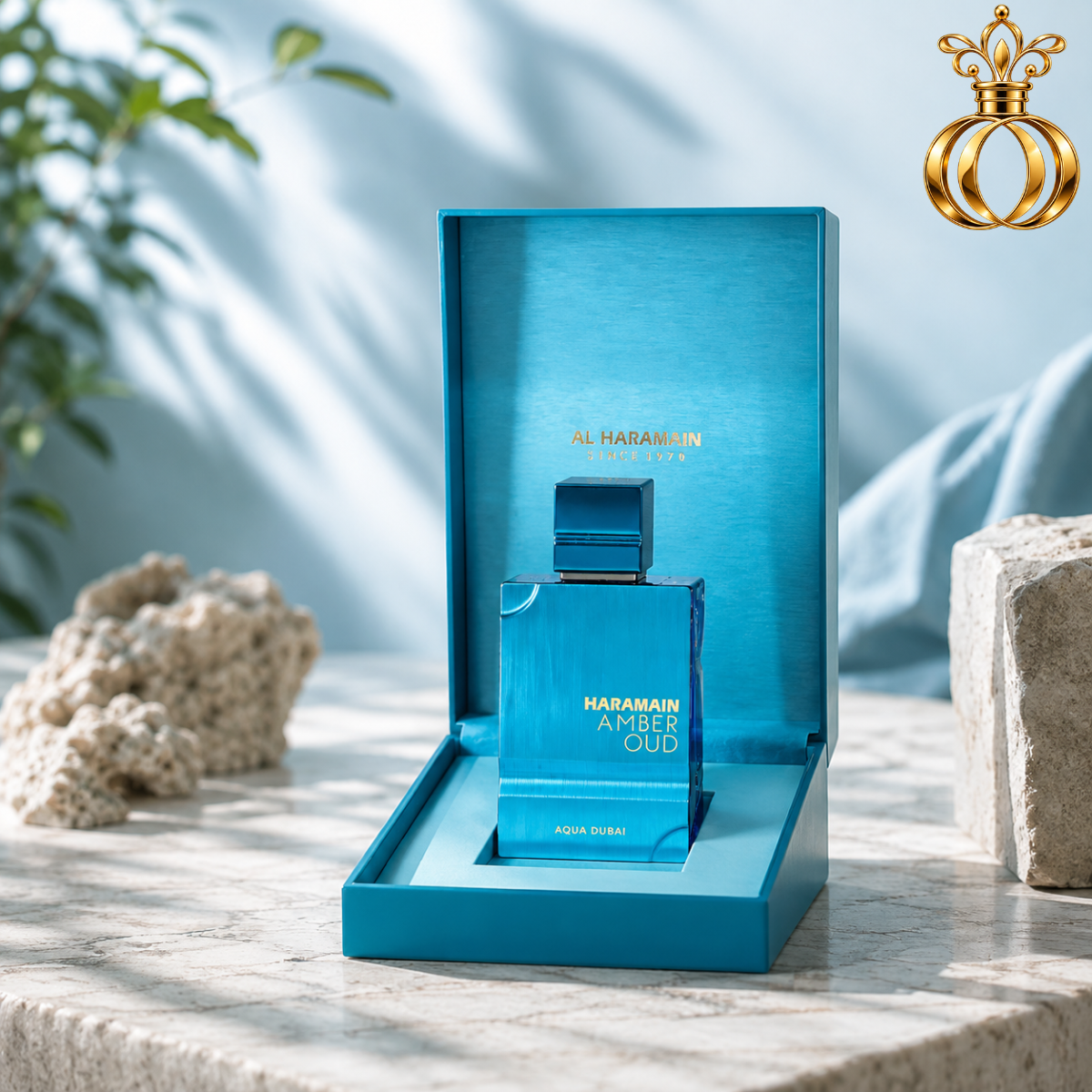 Al Haramain Aqua Dubai bottle and box