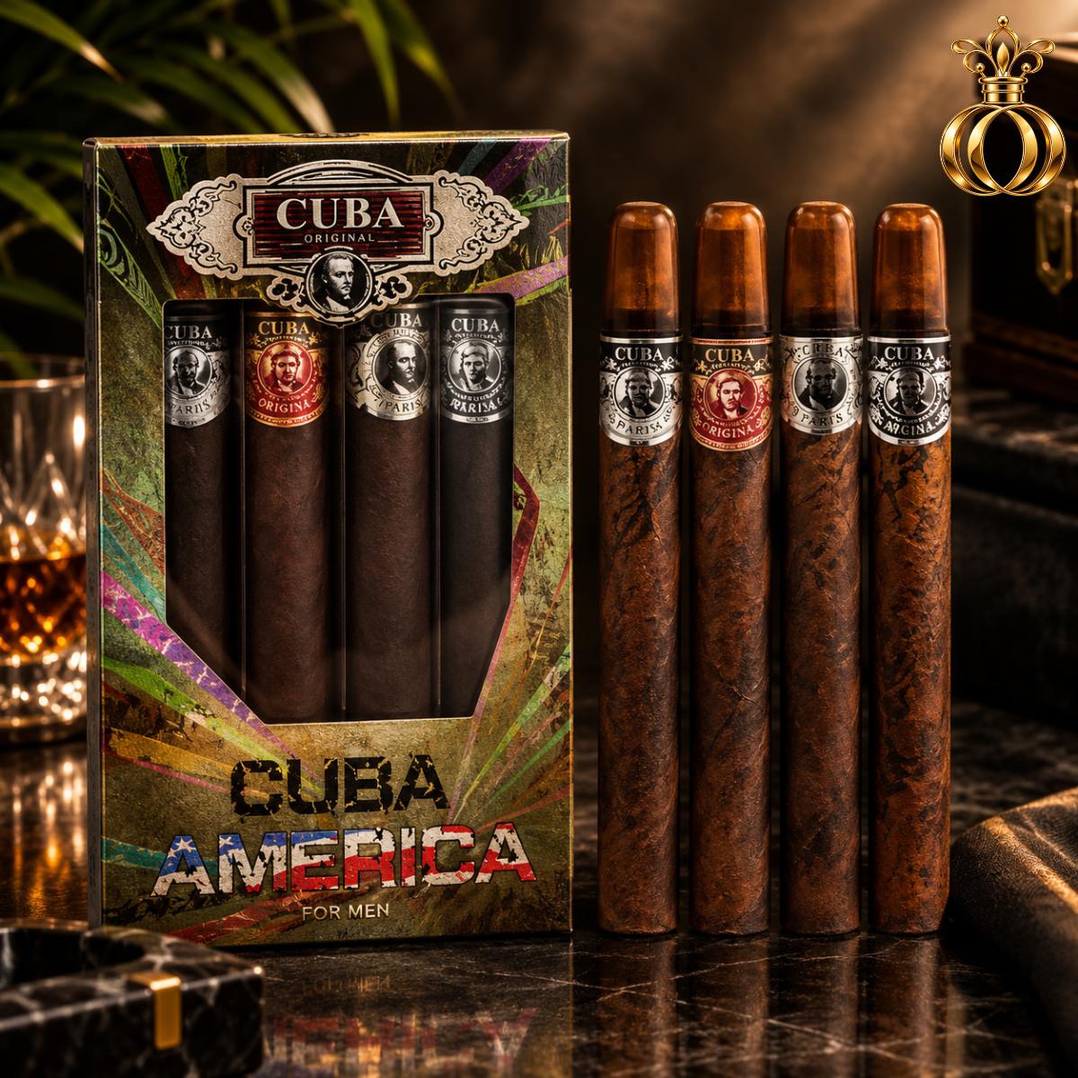 Cuba America 4-Piece Gift Set for Men  4 x 1.17 Oz  35 ml Eau de Toilette Sprays