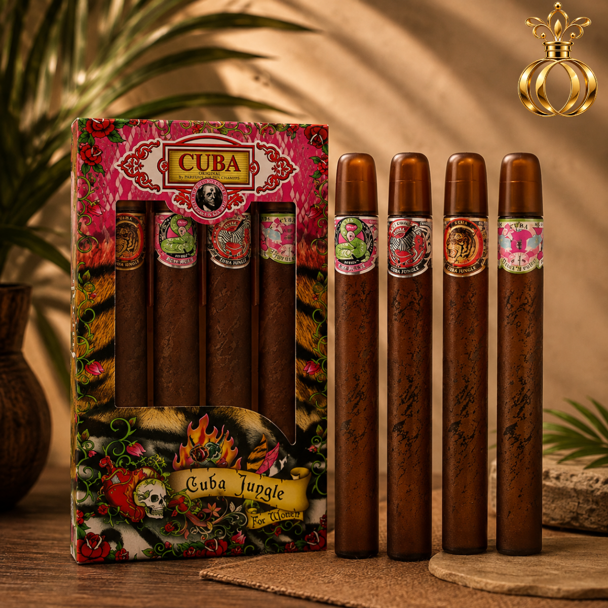 Cuba Jungle 4 piece perfume gift set for women 1.17 oz each.