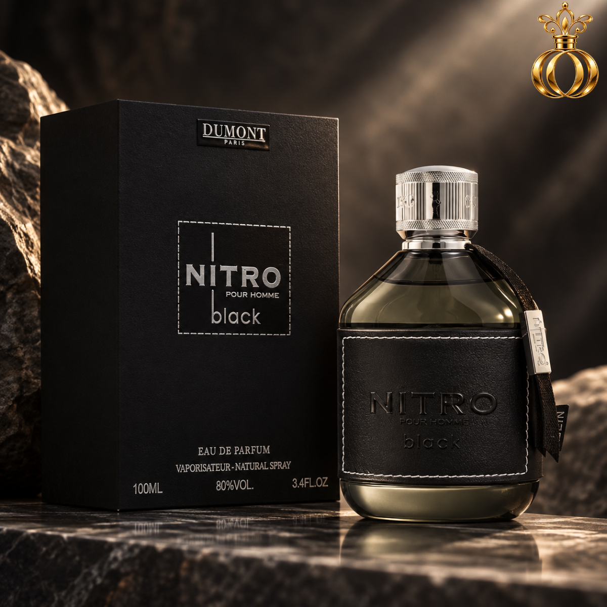 Dumont Nitro Black for Men 3.4 oz 100 mL Eau de Parfum fruity woody men's fragrance