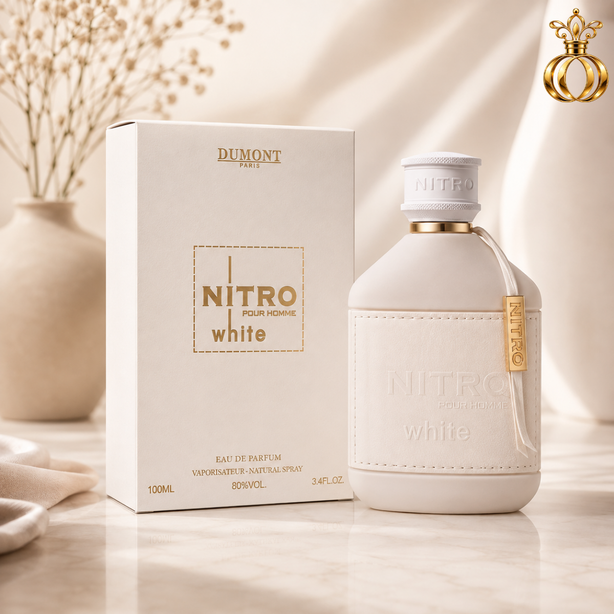 Dumont Nitro White Eau de Parfum for Men 3.4 oz / 100ml – Clean Fresh, Citrus, Aromatic & Woody Everyday Fragrance