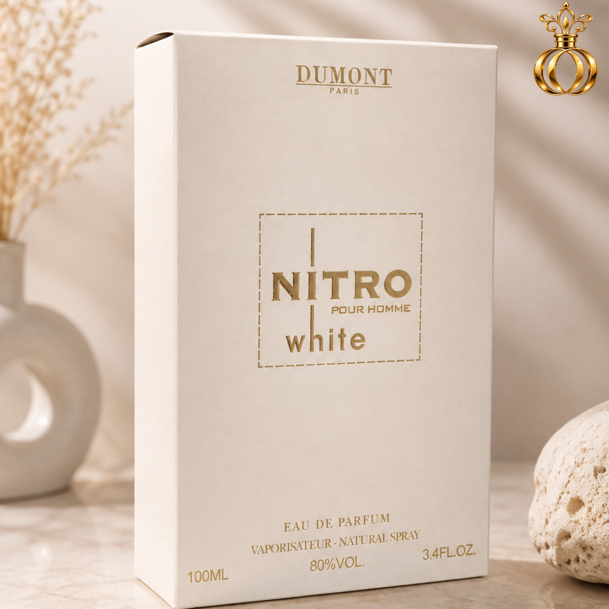 Dumont Nitro White Eau de Parfum for Men 3.4 oz / 100ml – Clean Fresh, Citrus, Aromatic & Woody Everyday Fragrance