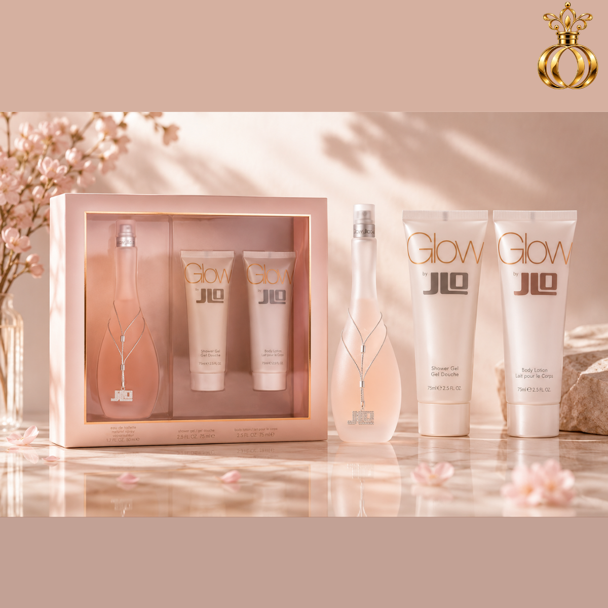 JLo Glow perfume EDT body lotion shower gel set