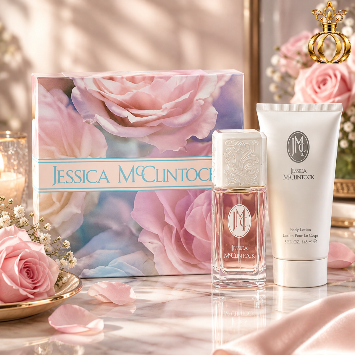 Jessica McClintock Perfume Gift Set for Women | 3.4 Oz Eau de Parfum + 5 Oz Body Lotion