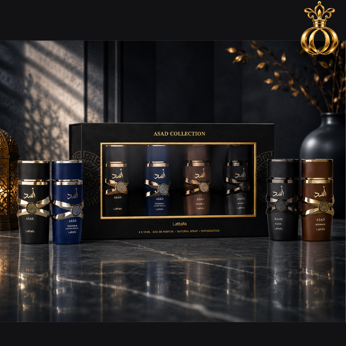 Lattafa Asad travel perfume set