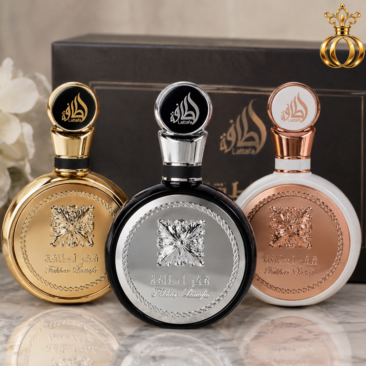 Lattafa Fakhar Men Women Gold Extrait 3 piece set