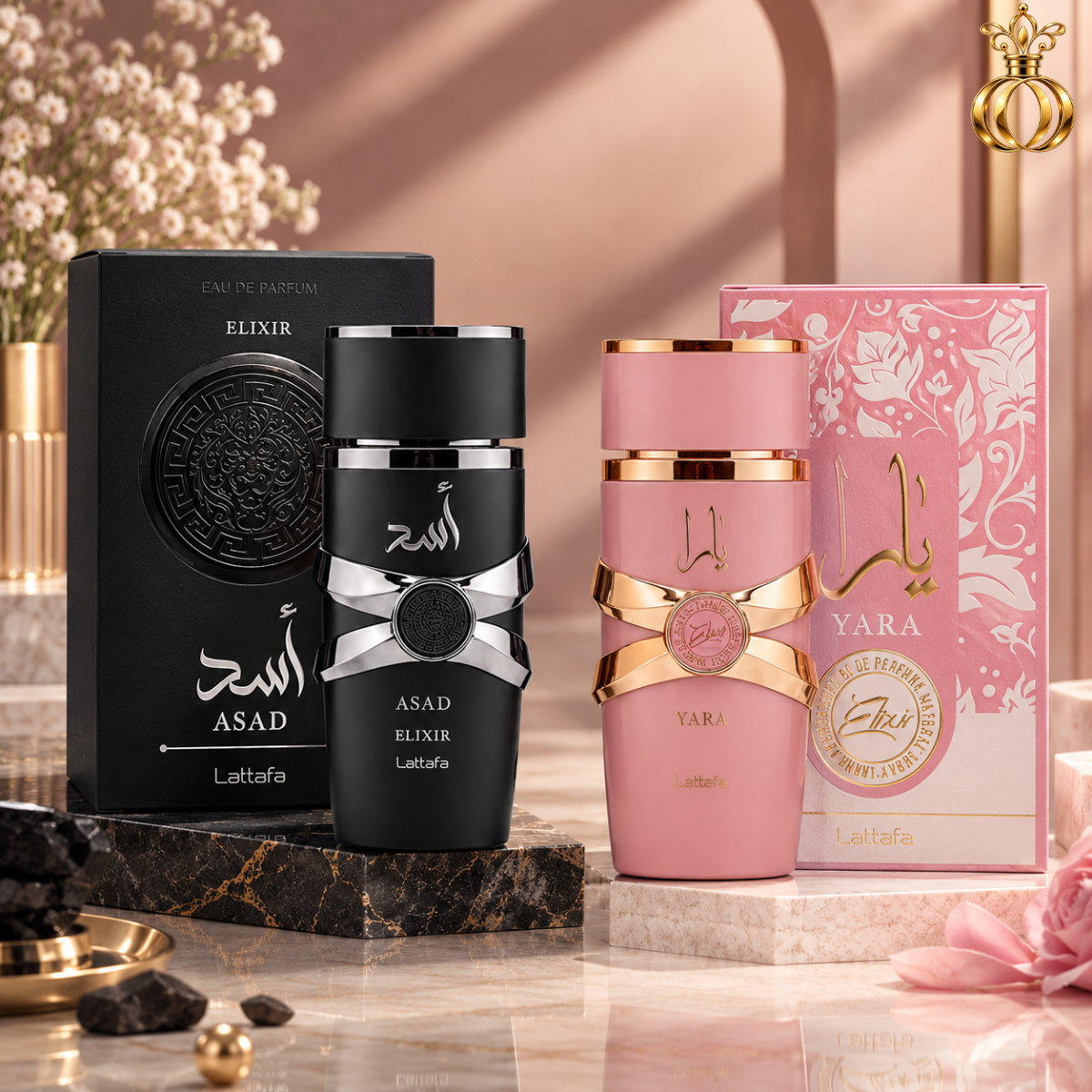 Lattafa Yara Elixir & Asad Elixir 2-Piece Gift Set | 2 x 3.4 Oz / 100 ml Eau de Parfum Sprays
