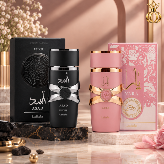 Lattafa Yara Elixir & Asad Elixir 2-Piece Gift Set | 2 x 3.4 Oz / 100 ml Eau de Parfum Sprays