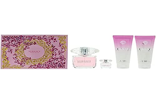 Versace Bright Crystal Eau De Toilette Spray 4 Piece Gift Set