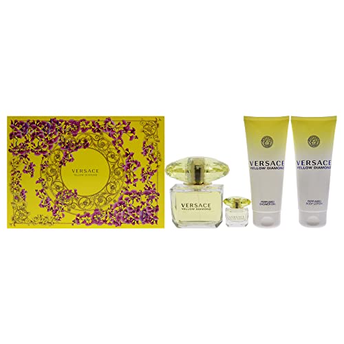 Versace Yellow Diamond EDT Rollerball Mini Women 4 Pc Gift Set