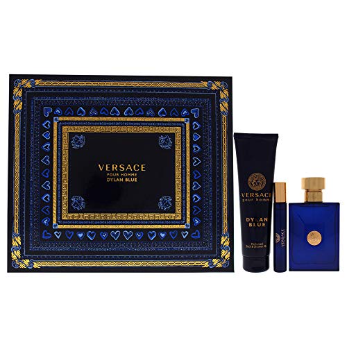 Dylan Blue by Versace Edt Spray 3 Pcs Gift Set